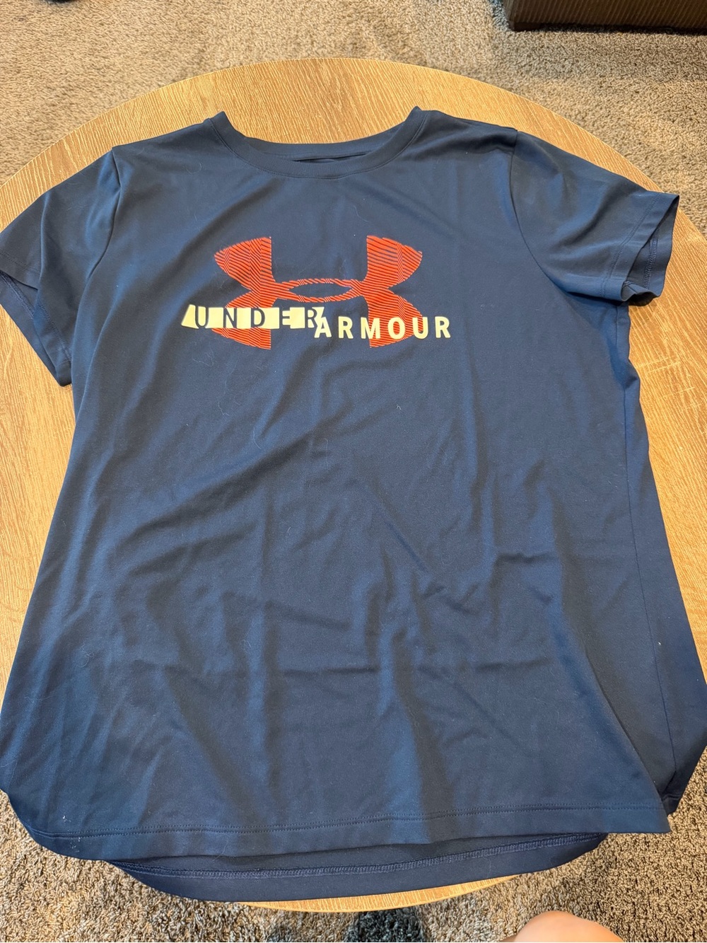 Womens Under Armour Navy Tee with Red Logo